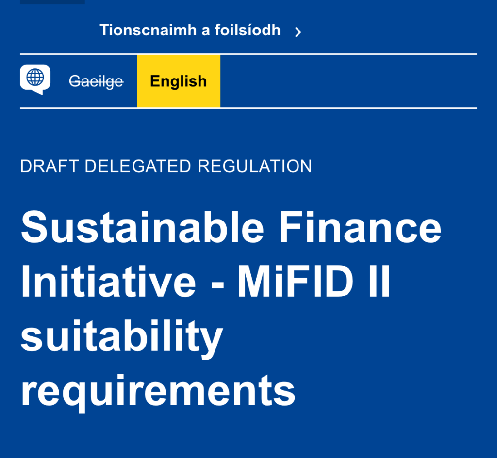 ESMA MIFID II Sustainability Consultation